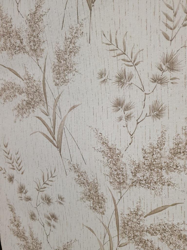 10369 Vintage jutelook varen behang rustig dessin warm swiet, Ophalen of Verzenden, 10 tot 25 m², Beige