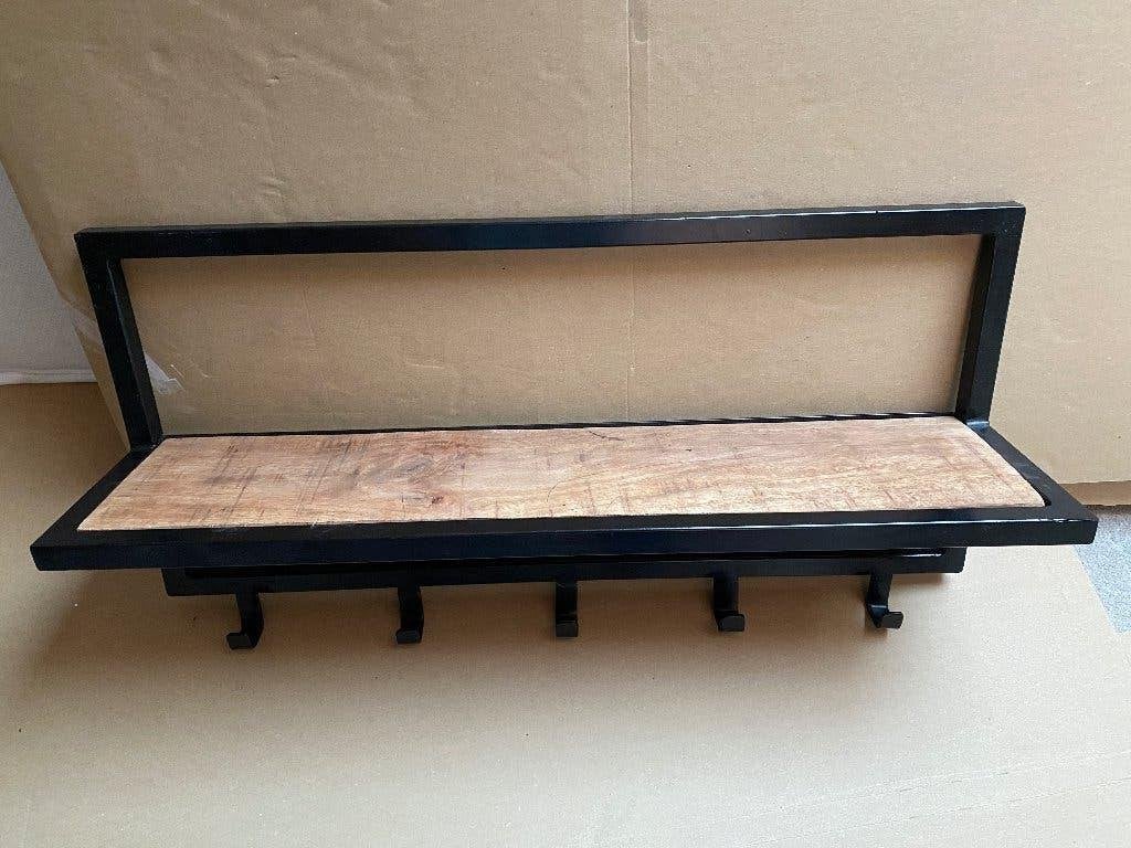 Kapstok zwart met mangohout, Zo goed als nieuw, Minder dan 100 cm, Hout, Ophalen