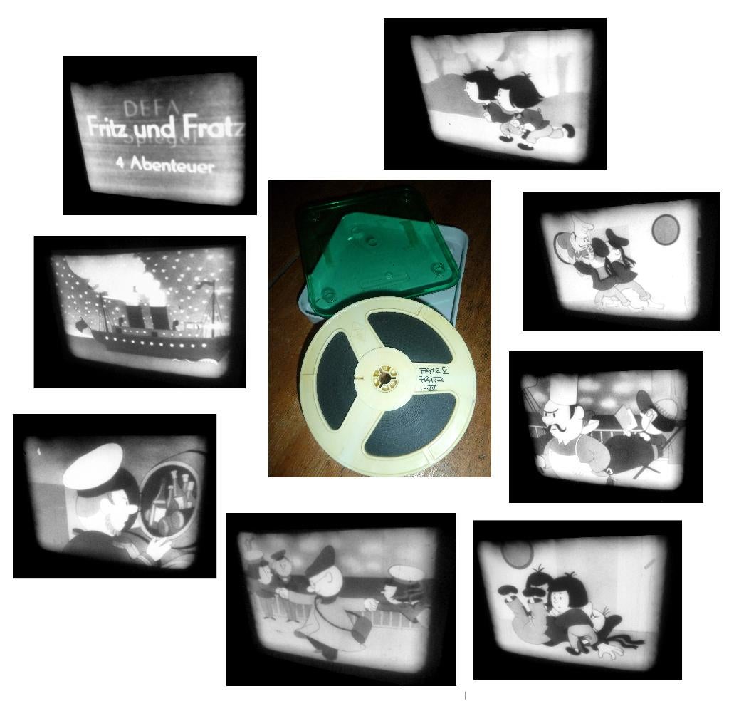 8mm film DEFA - Fritz und Fratz deel I-IV N8 zw/w 1940 -, Ophalen of Verzenden, 8mm film