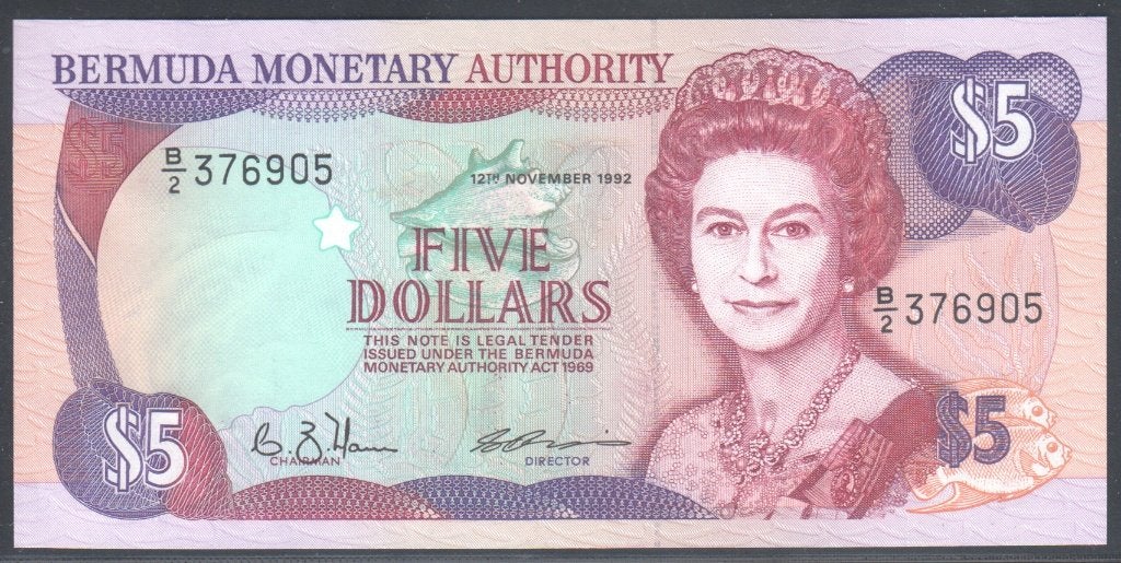 Bermuda 5 Dollars 12.11.1992, Verzenden, Noord-Amerika, Los biljet