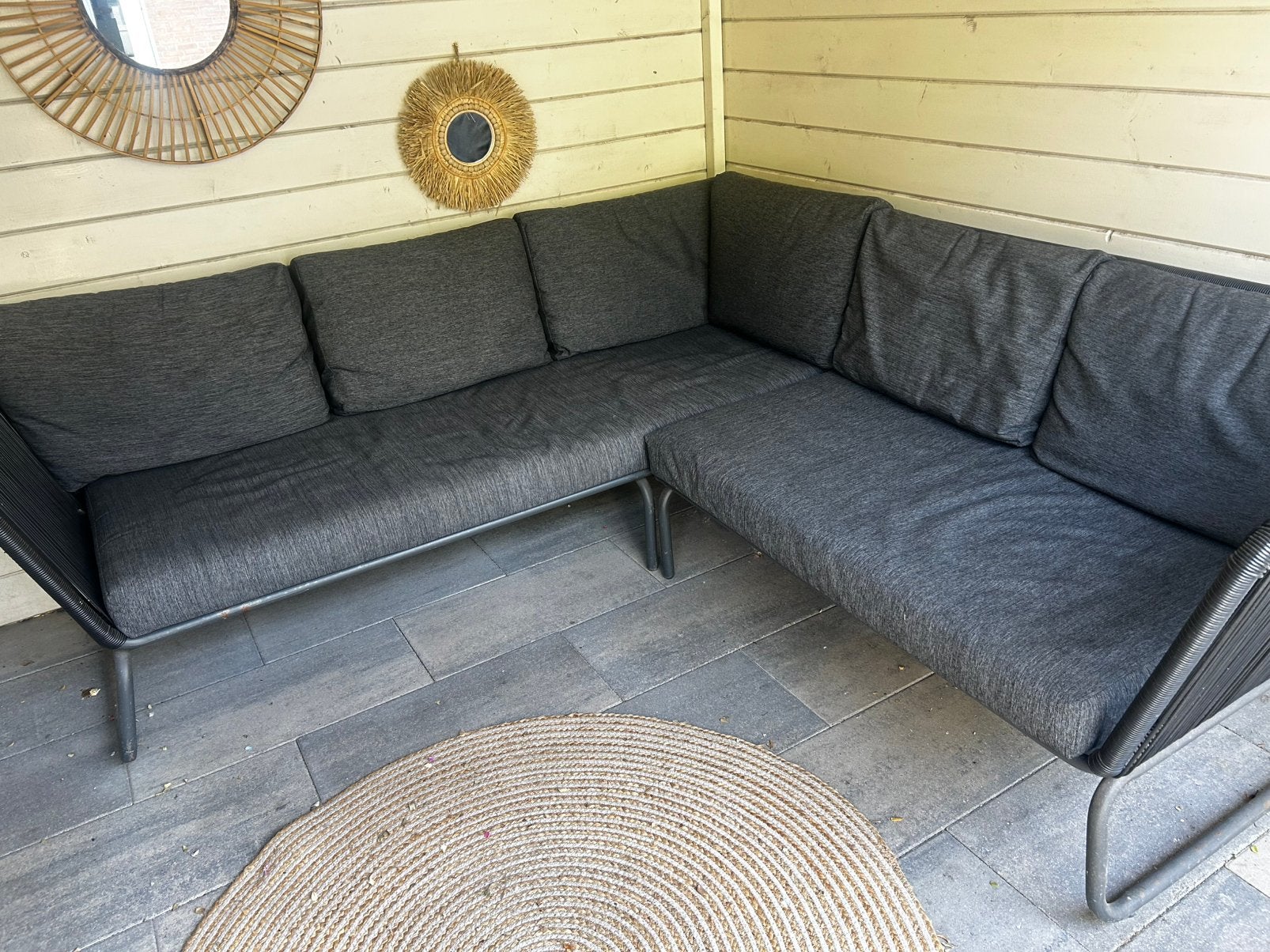 Loungeset antracietgrijs, Tuin en Terras, Ophalen, Gebruikt, Loungeset, Bank