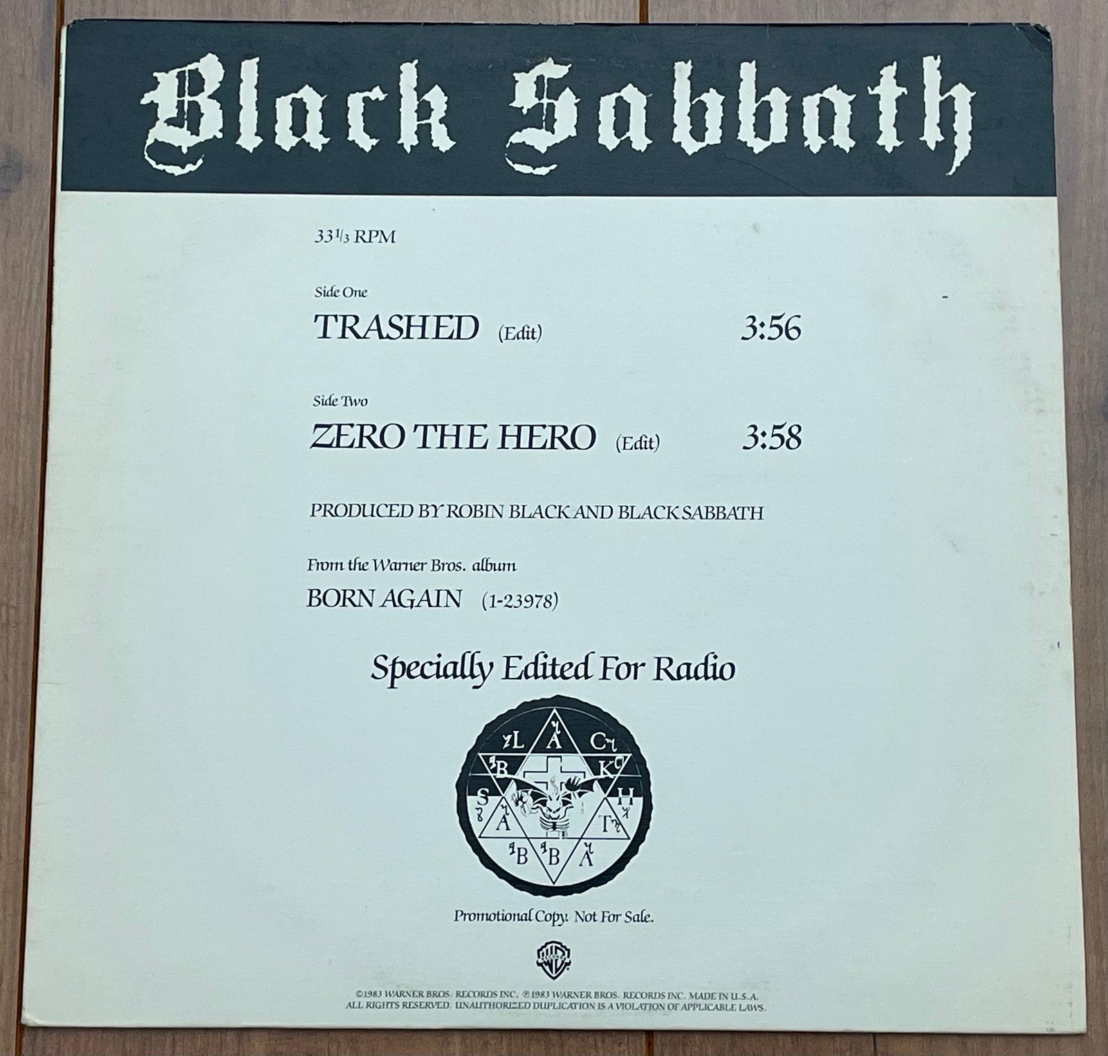Black Sabbath - Trashed / Zero The Hero Promo ep / Rare!, Gebruikt, EP, Ophalen of Verzenden, Promo
