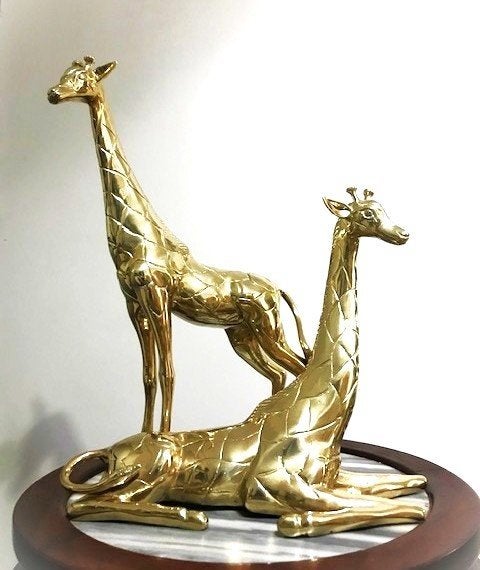Giraf sculptuur Brons koppel messing✨😍💑🤗⚡😎🎁👌, Ophalen of Verzenden, Brons