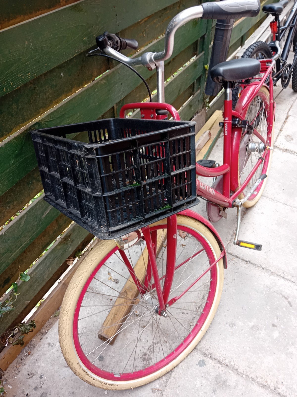 Cortina fiets met krat - rood, Overige merken, Terugtraprem, Ophalen of Verzenden, 53 tot 56 cm