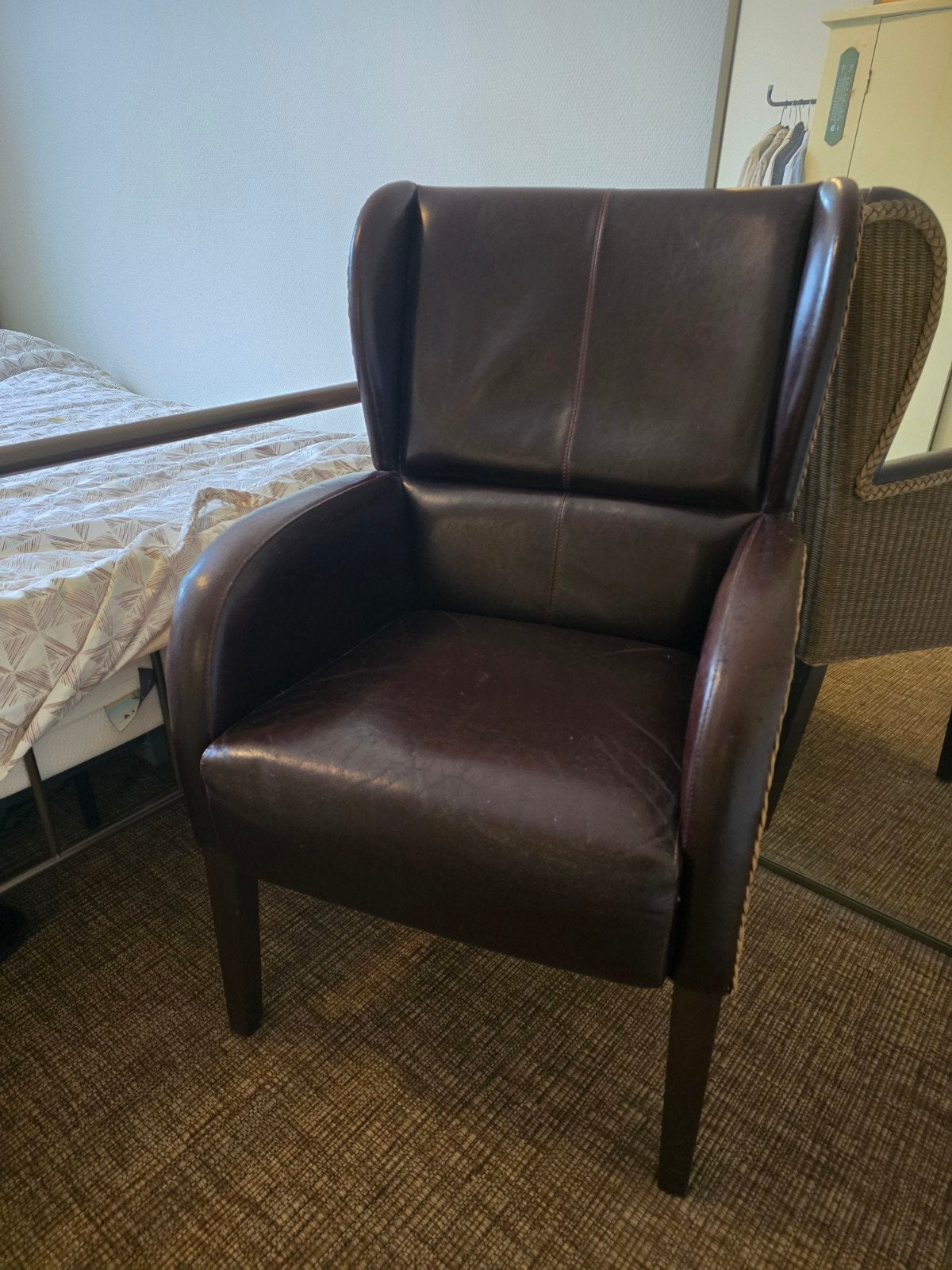 Lloyd Loom stoel, Ophalen, Gebruikt, Bruin, Hout