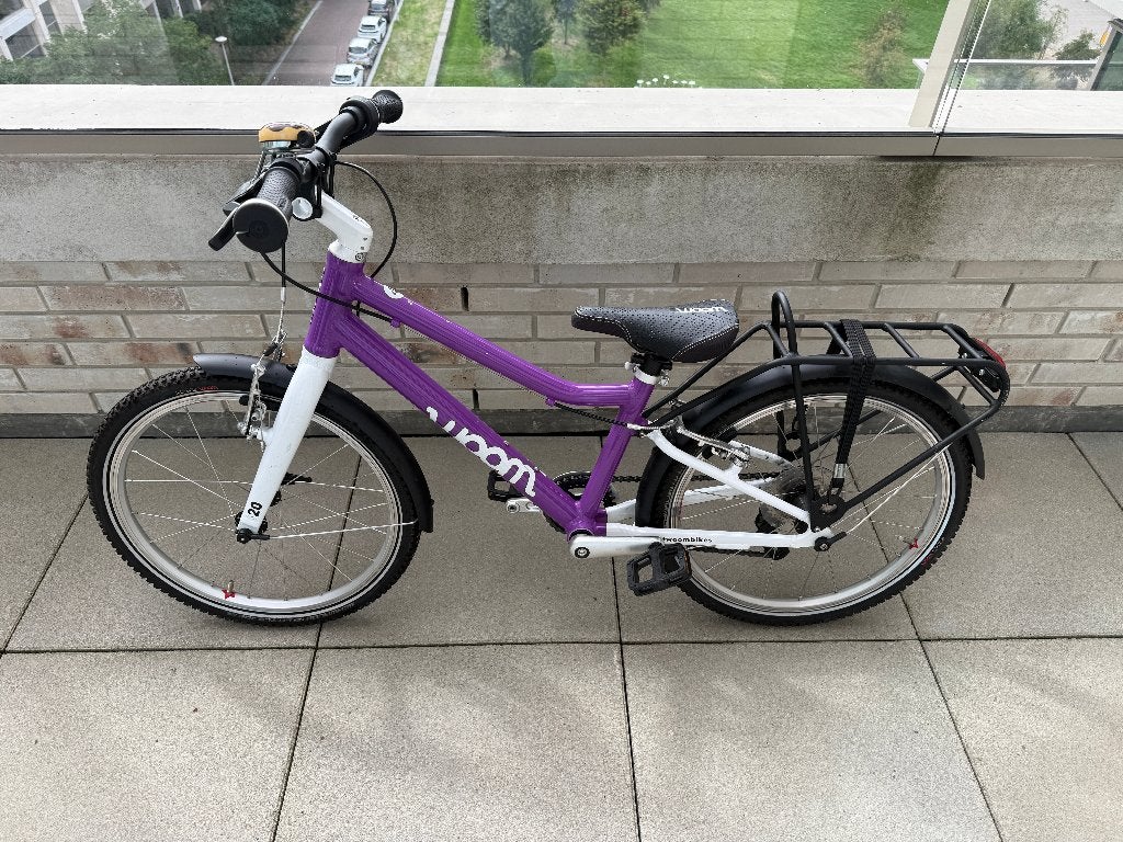 Woom 4 kinderfiets paars - 20 inch, Ophalen, 20 inch of meer, Gebruikt, Velgrem