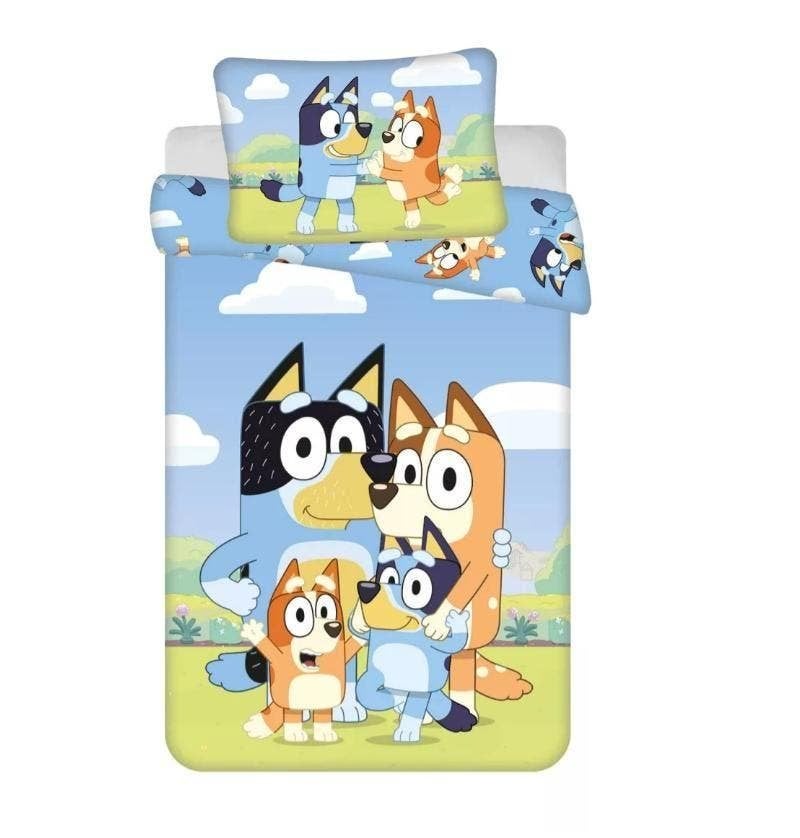 Bluey Baby / Peuter Dekbedovertrek 100 x 135 cm - Katoen, Ledikant, Dekbedovertrek, Nieuw, Wasbaar