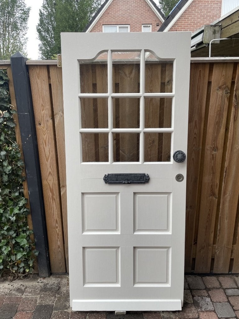 Mooie houten voordeur met glas en beslag, Ophalen, Gebruikt, 80 tot 100 cm, Buitendeur