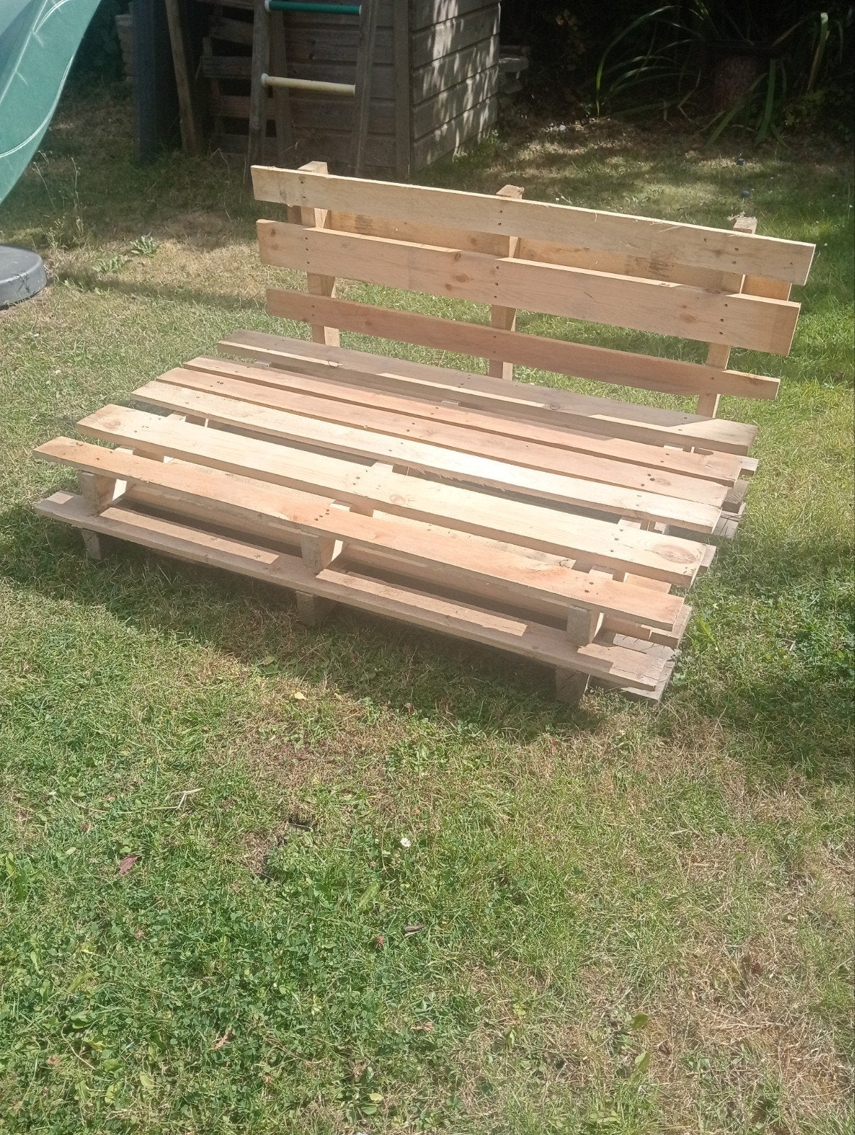 Stevige pallet bank voor buiten, Ophalen, Gebruikt, Hout