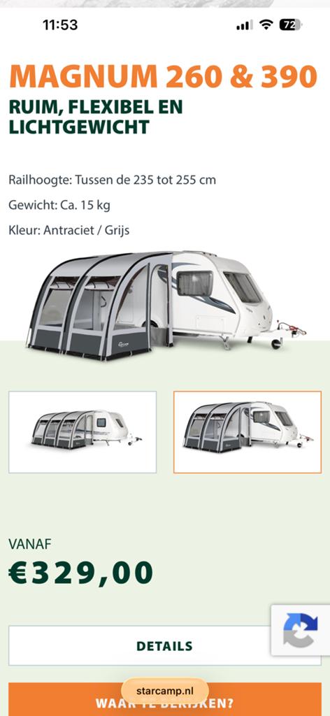 Voortent Starcamp magnum 260, Ophalen, Gebruikt, Tot en met 2