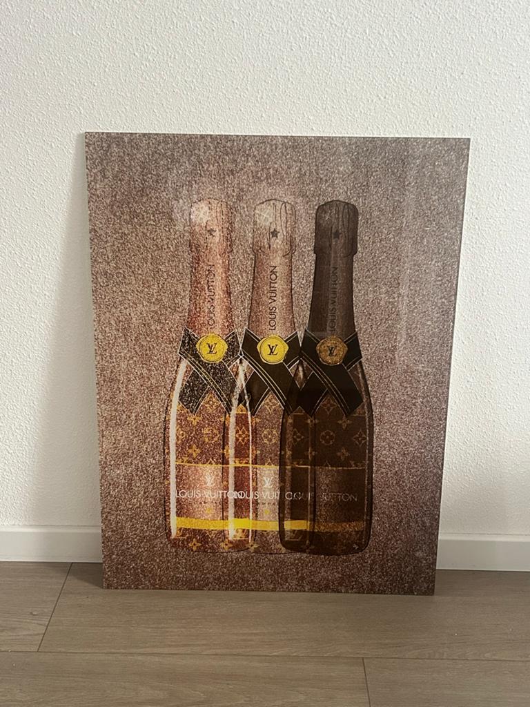 Luxe Glazen Schilderij Louis Vuitton Champagneflessen, Antiek en Kunst, Kunst | Schilderijen | Modern, Ophalen
