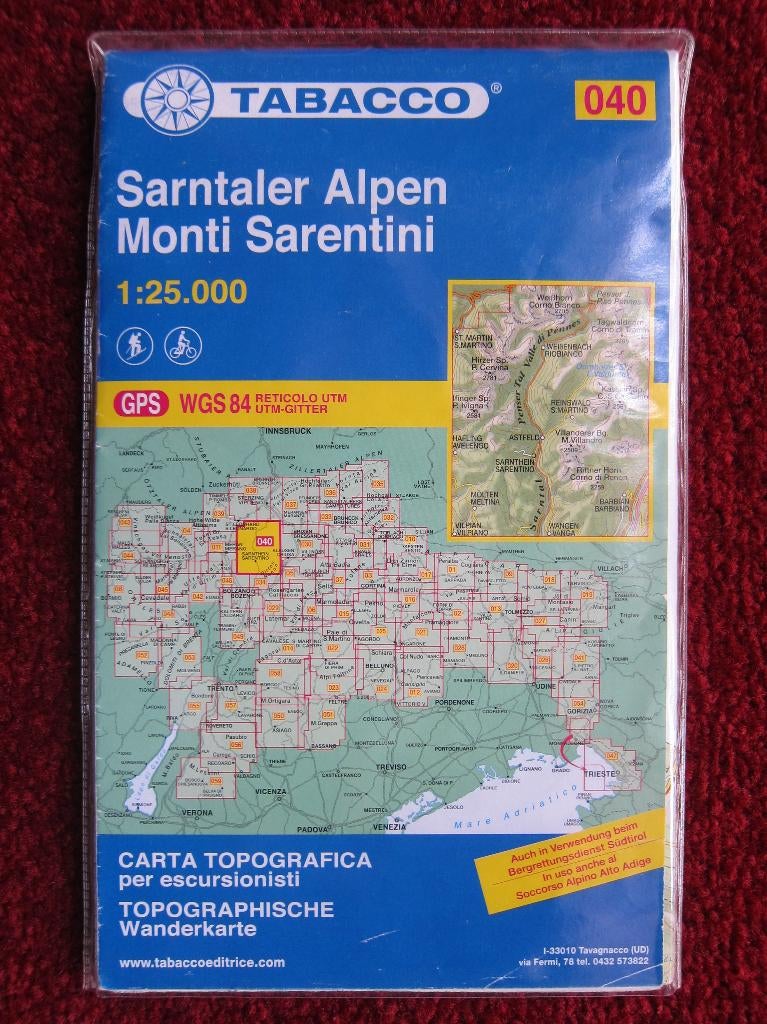 Tabacco Wanderkarte 040 Sarntaler Alpen, 2013, Boeken, Atlassen en Landkaarten, Gelezen, Verzenden, 2000 tot heden, Italië