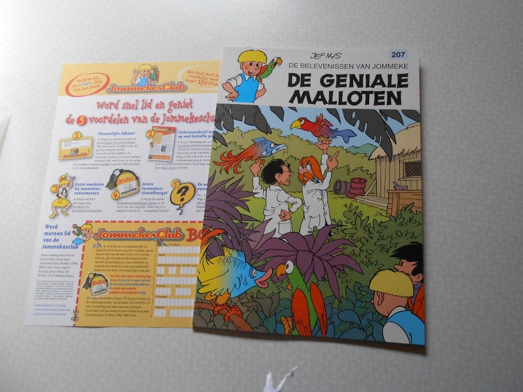 Jommeke 207 De geniale malloten 2000 1 ste druk. Bijlage., Boeken, Jef Nys, Eén stripboek, Nieuw, Ophalen of Verzenden