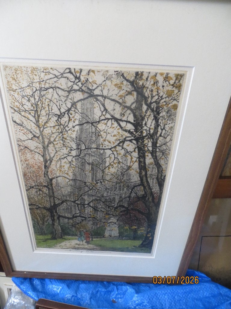 LUIGI KASIMIR, 1881/1962,Kleur . ets Raadhuis van Wenen, Overige herkomsten, Ophalen, Schilderij, Papier/karton