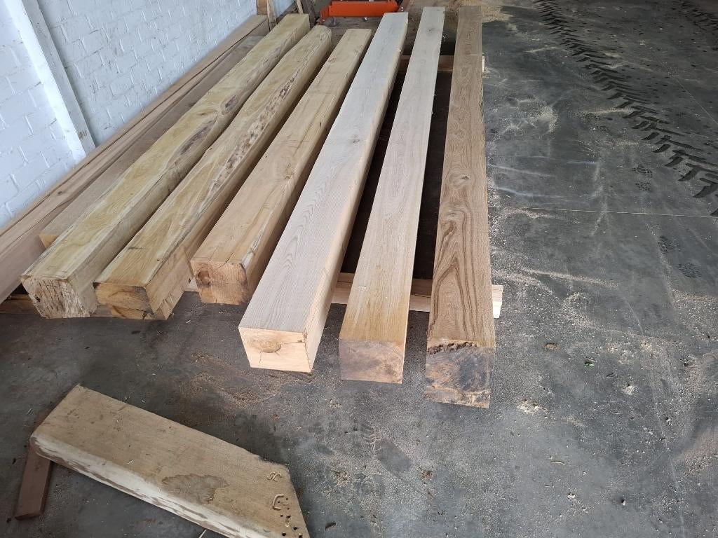 Eiken balken, Doe-het-zelf en Verbouw, Ophalen, Eiken, Nieuw, 250 tot 300 cm