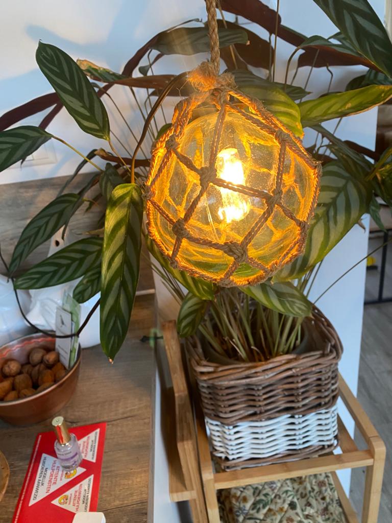 Vintage groene drijversbol, visvlotterbal lamp, Ophalen of Verzenden, Zo goed als nieuw, Minder dan 50 cm