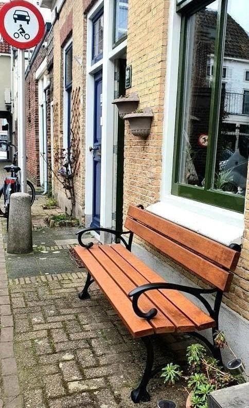 Tuinbank Buitenbank Parkbank met gietijzeren poten, Ophalen of Verzenden