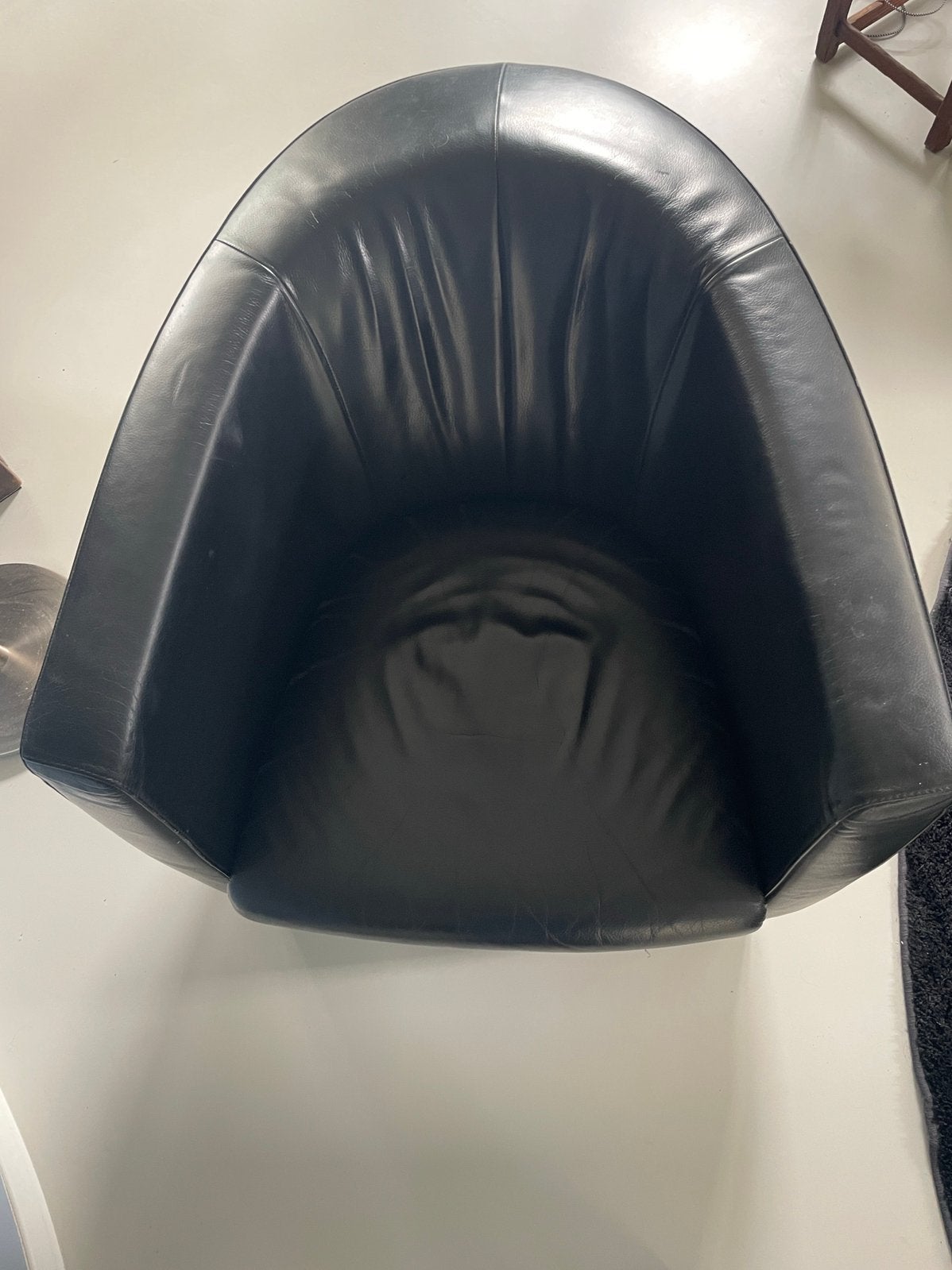 Fauteuil Zwart leren, Huis en Inrichting, Ophalen, Gebruikt, Minder dan 75 cm, Leer