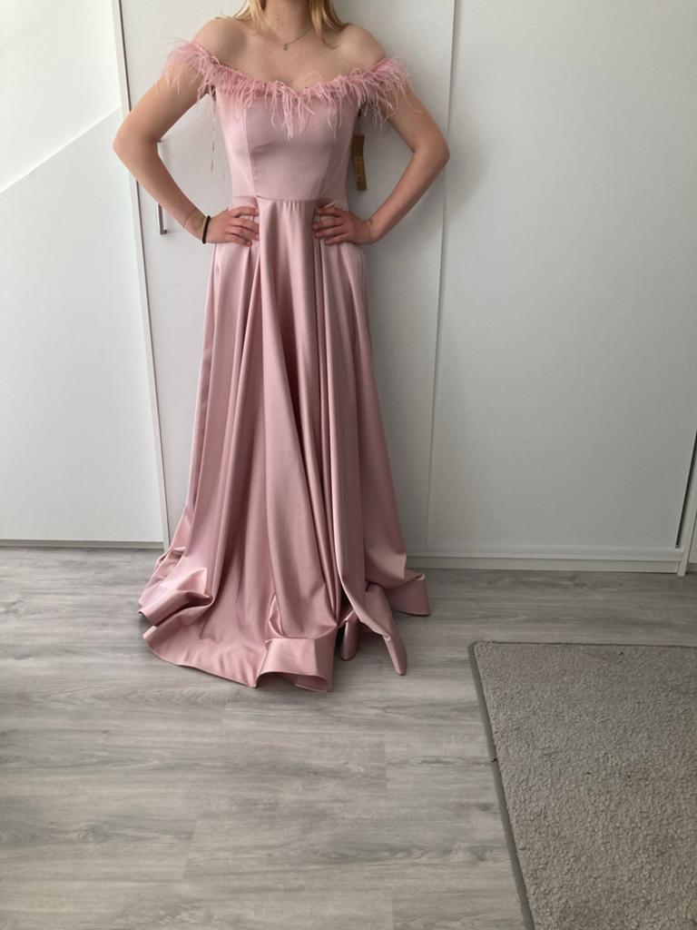 Nieuwe Roze Galajurk met Veren - Maat 38/40, Ophalen of Verzenden, Nieuw
