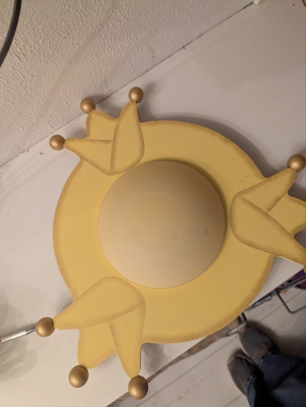 Plafondlamp prinses kroon kinderkamer geel, Gebruikt, Ophalen of Verzenden, Plafondlamp, Geel
