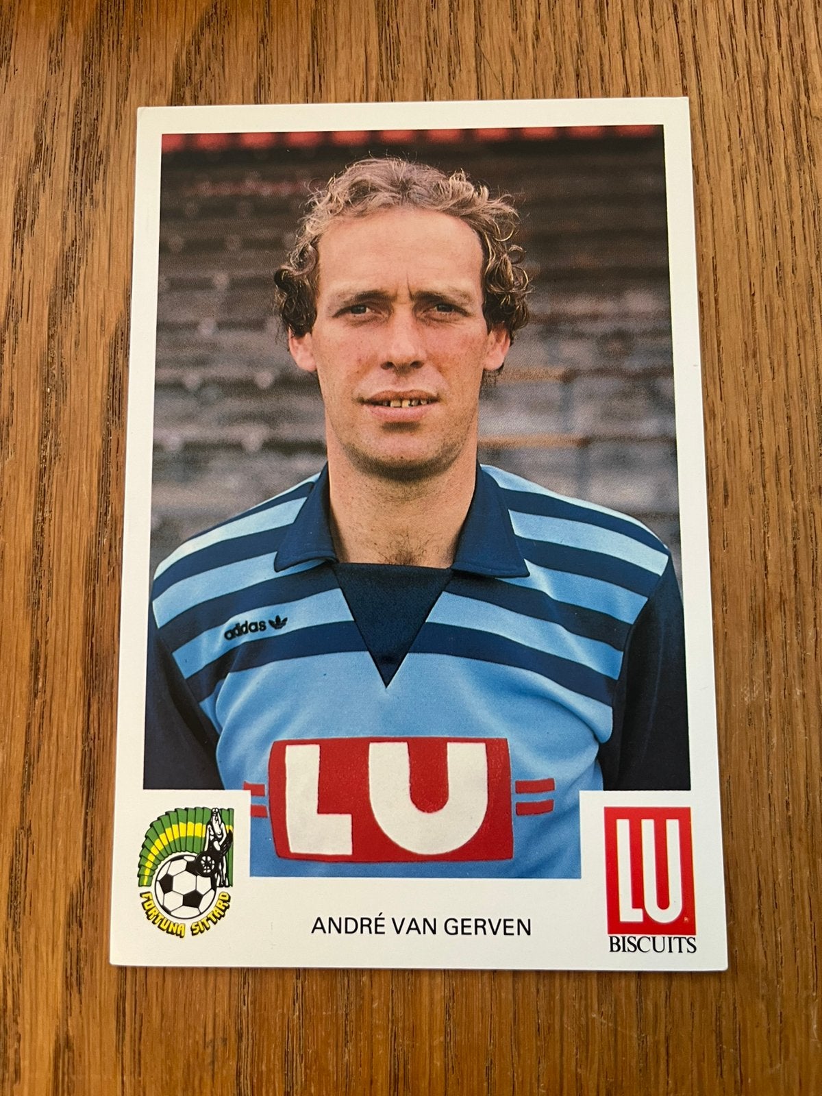 Oude spelerskaart Andre van Gerven,jaren 80(Fortuna Sittard), Verzenden, Zo goed als nieuw, Overige binnenlandse clubs, Spelerskaart