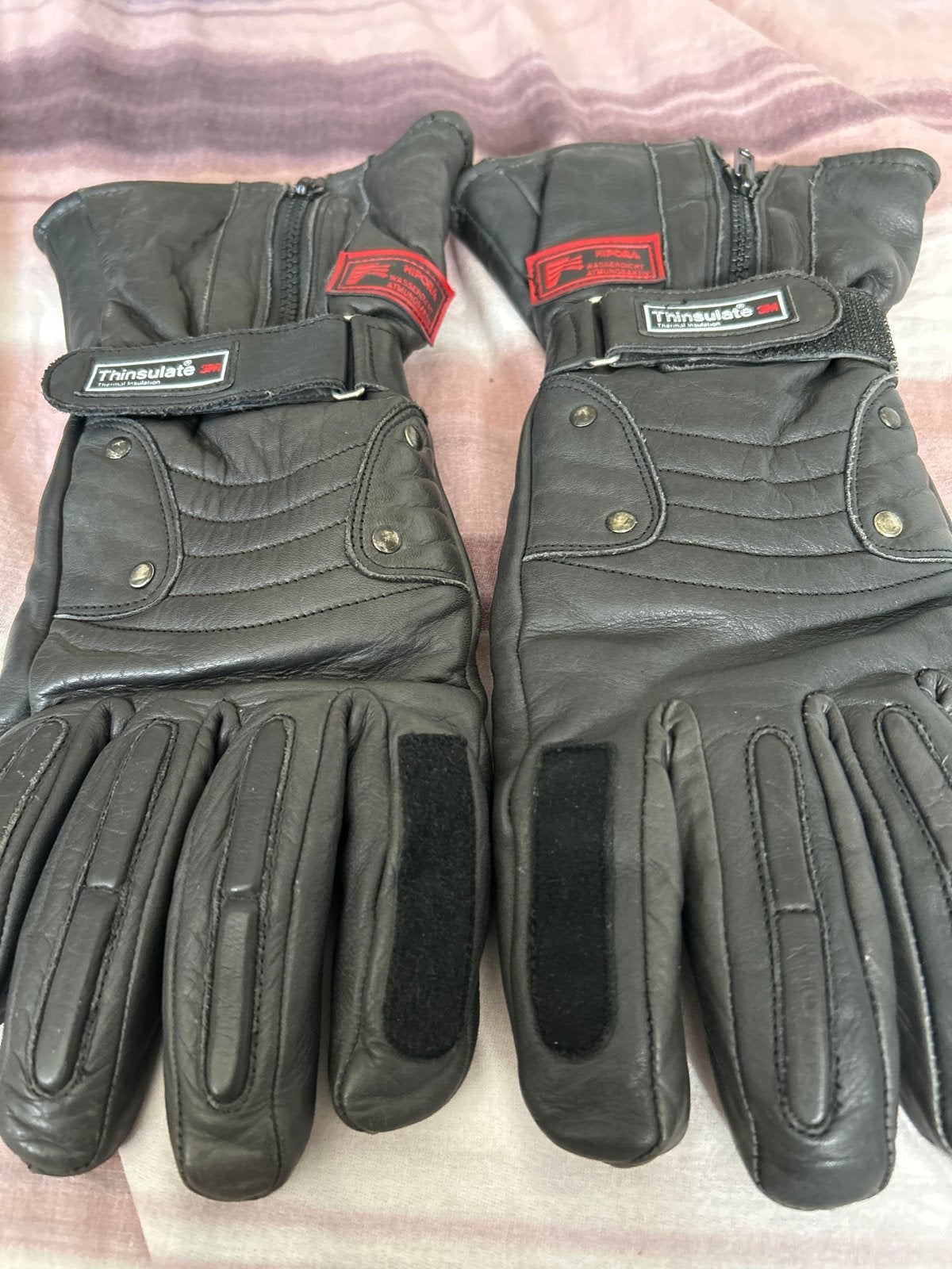 Zwarte leren motorhandschoenen met Thinsulate en Hipora, Ophalen, Tweedehands, Heren, Handschoenen