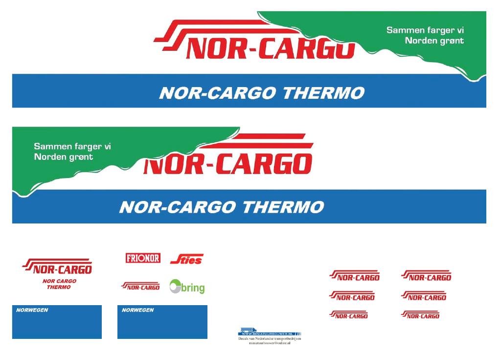 Vrachtauto decal 1:50 Nor-Cargo transport Noorwegen type 2, Verzenden, Nieuw, Bus of Vrachtwagen, Overige merken
