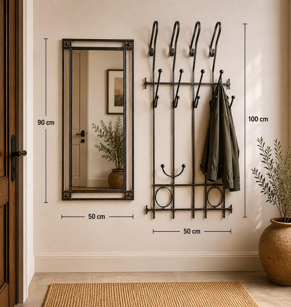 Kapstok met bijpassende spiegel (frame 50 x 90 cm), Huis en Inrichting, Kasten | Boekenkasten, Gebruikt, Glas, Minder dan 25 cm