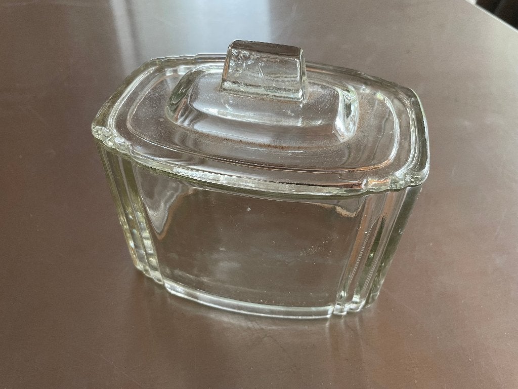 Glazen suikerpot Art Deco, puntgaaf, geen beschadigingen, Verzenden