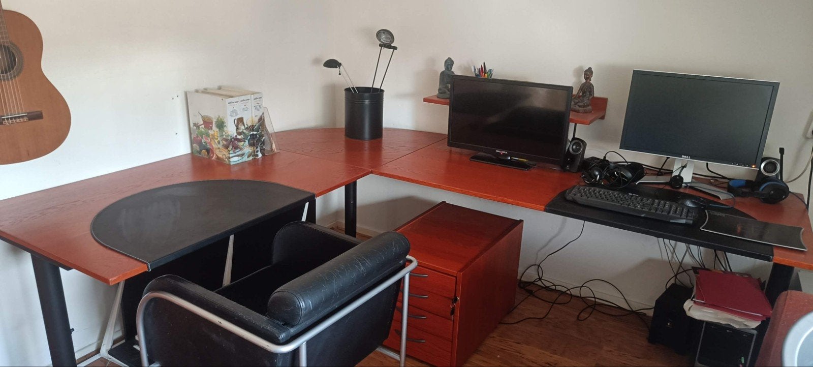 Prachtig modulair bureau kan in hoek of  langwerpig zgan, Huis en Inrichting, Ophalen, Overige typen, Hout, Bruin