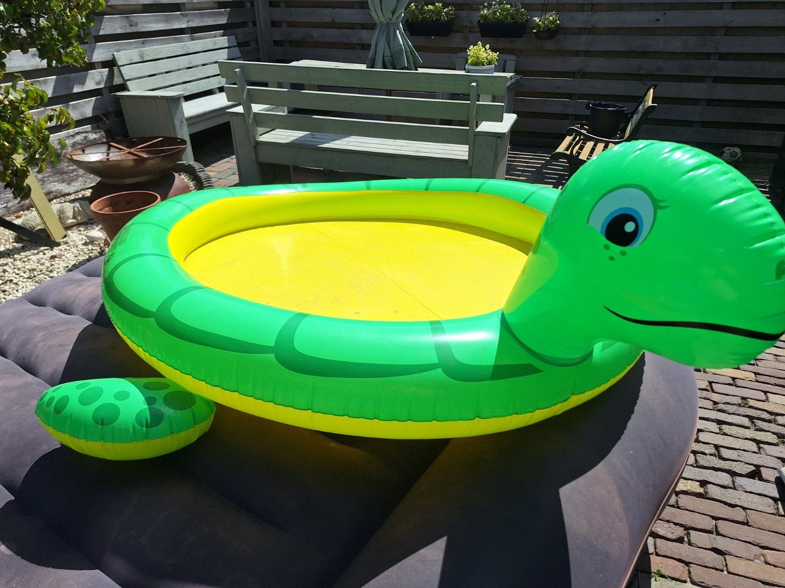 Opblaasbaar schildpad zwembadje voor kinderen, Tuin en Terras, Ophalen, Gebruikt, Minder dan 80 cm, Opblaaszwembad