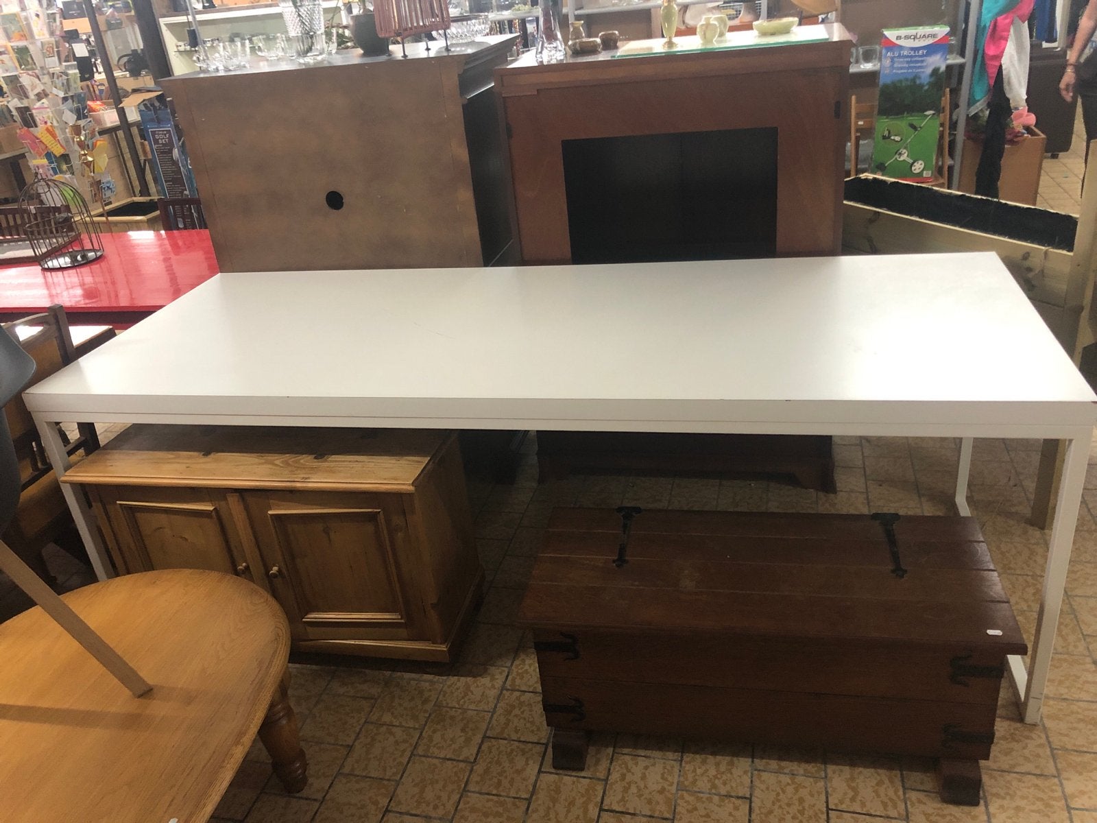 Witte Kantinetafel / Eettafel - Modern en Ruim, Ophalen, Gebruikt, 200 cm of meer, 50 tot 100 cm