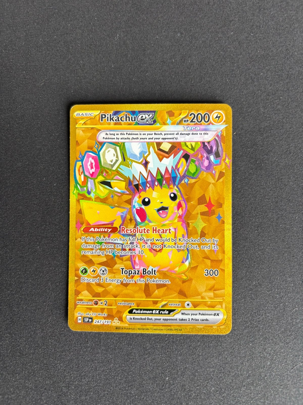Pikachu EX 247/191 Gouden Kaart - Pokémon TCG, Ophalen, Zo goed als nieuw, Losse kaart, Foil