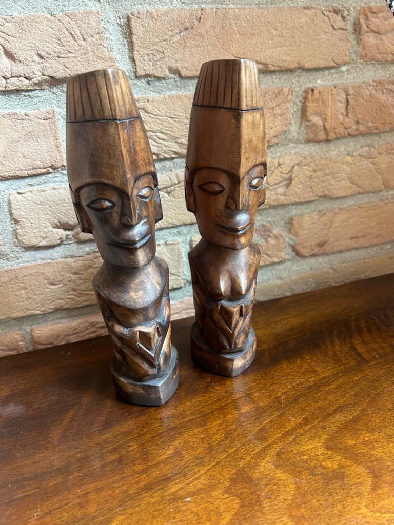 Afrikaanse houten beeldjes, Antiek en Kunst, Kunst | Beelden en Houtsnijwerken, Ophalen of Verzenden