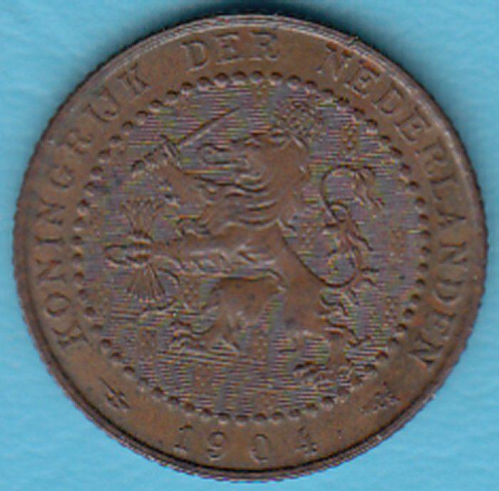 Nederland 1 cent 1904 Wilhelmina, Sch. 972 in munthouder, Ophalen of Verzenden, Koningin Wilhelmina, 1 cent, Losse munt