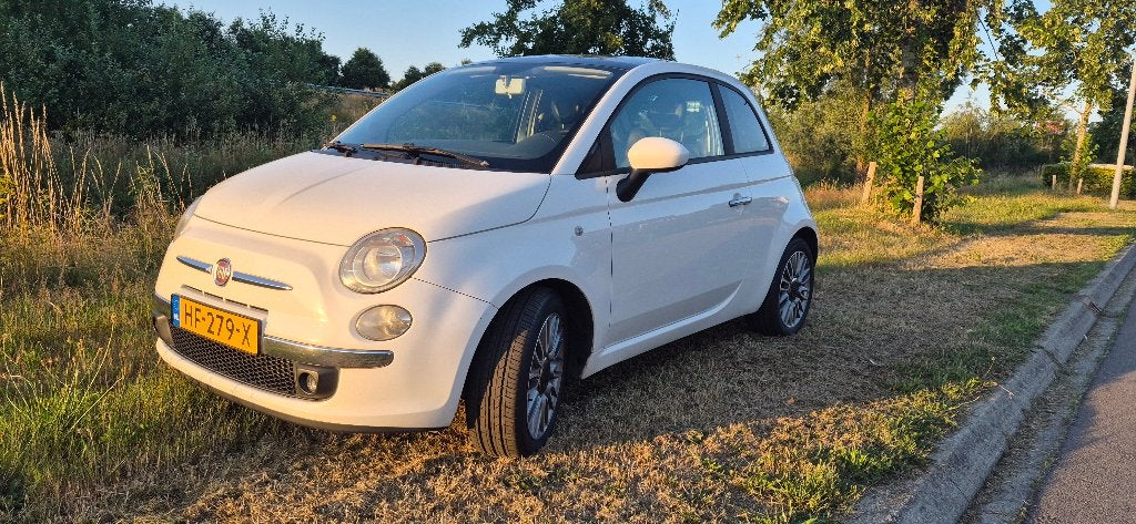 Fiat 500 1.2 lounge 2009 Wit, Auto's, Fiat, Voorwielaandrijving, 4 cilinders, 840 kg, Leder en Stof