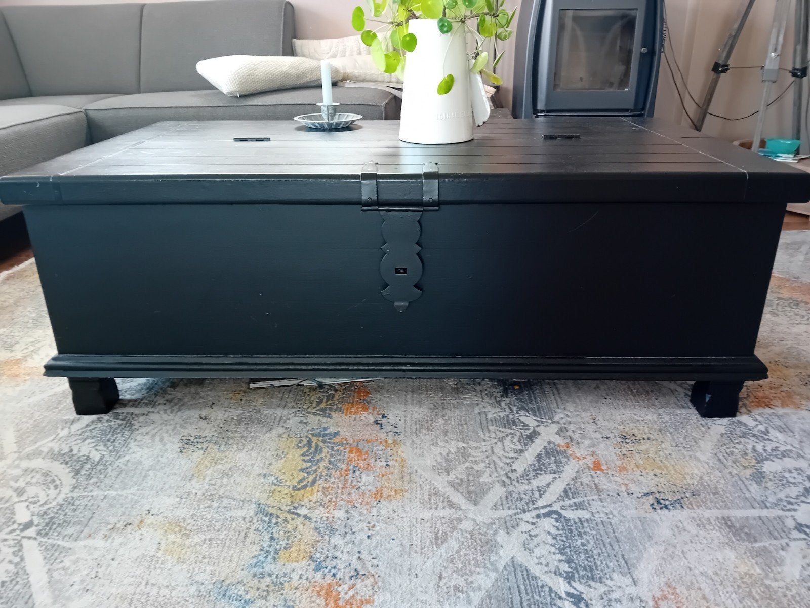 Salon tafel, houten kist, Ophalen, Gebruikt, 50 tot 100 cm, Teakhout