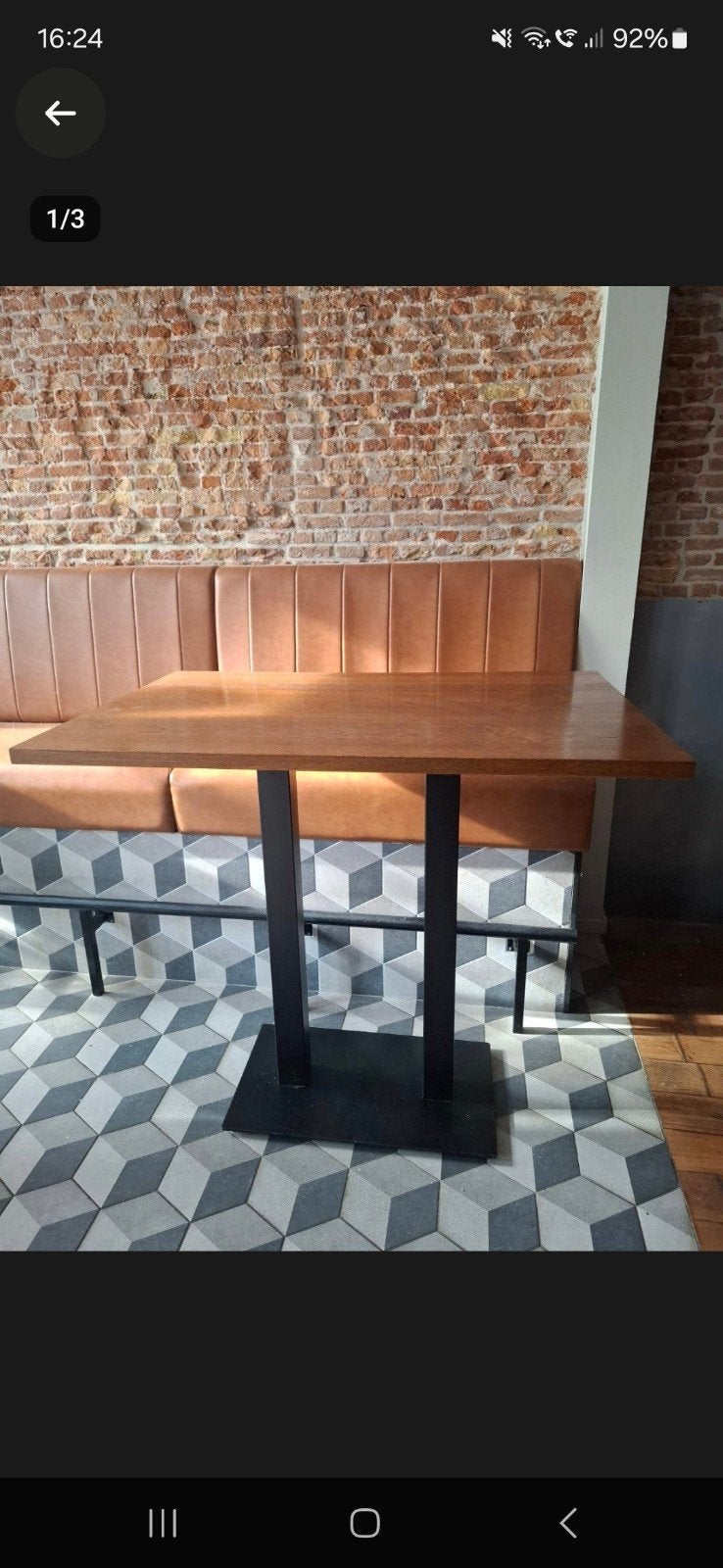 Houten tafel met metalen onderstel, Gebruikt, 100 tot 150 cm, Industrieel, Modern, Tijdloos, 50 tot 100 cm