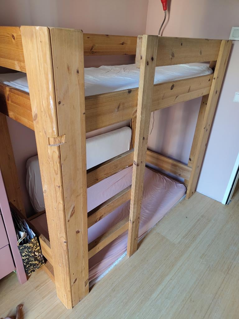 Houten peuter stapelbed (80  170), Kinderen en Baby's, Kinderkamer | Stapelbedden en Hoogslapers, Ophalen, Gebruikt, Stapelbed