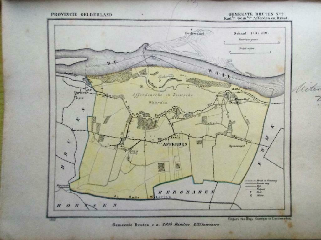 056 / Druten no 2 Afferden/ Deest Litho 1867 Kuyper GLD, Ophalen of Verzenden