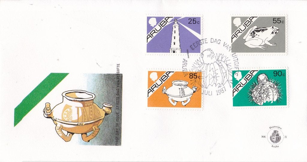 Aruba - FDC E11 - Standaardserie - Vuurtoren/Kikker, Verzenden, Onbeschreven, Rest van de wereld