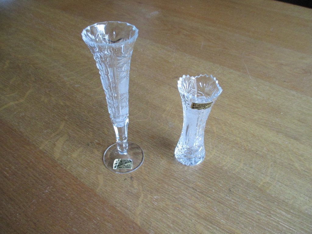 2 mini cristalglasen vaasjes, Ophalen of Verzenden, Zo goed als nieuw, Kristal