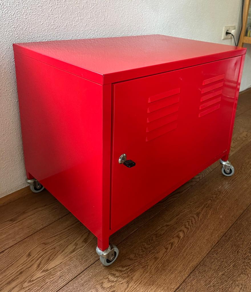 Ikea locker kastje metaal rood op wieltjes, Ophalen of Verzenden