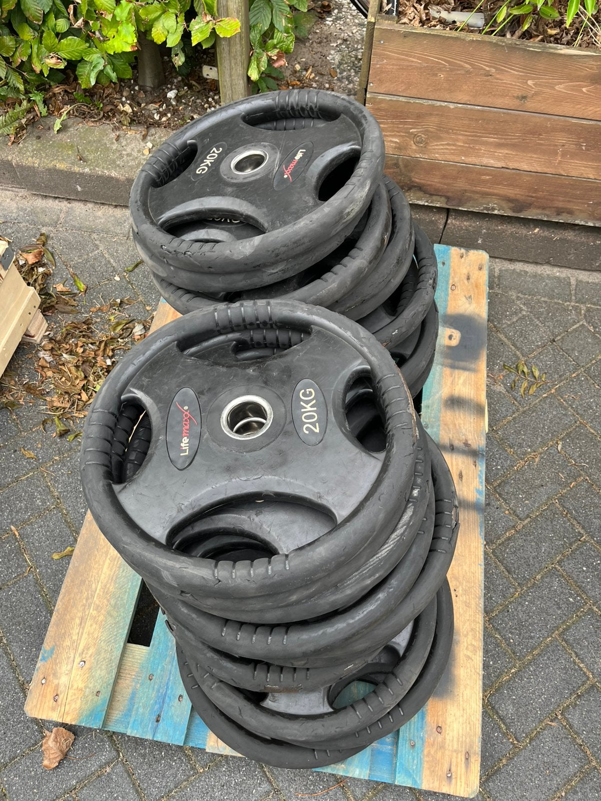 10 x 20 kg Olympische halter schijven lifemaxx, Sport en Fitness, Halterschijven, Gebruikt, 10 x 20 kg, Lifemaxx