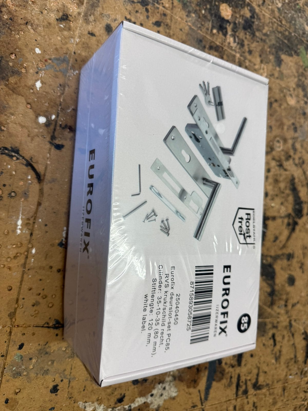EUROFIX DEURSLOT-SET PC85, RVS poortslot €27,50, Nieuw, Ophalen of Verzenden, Rvs, A