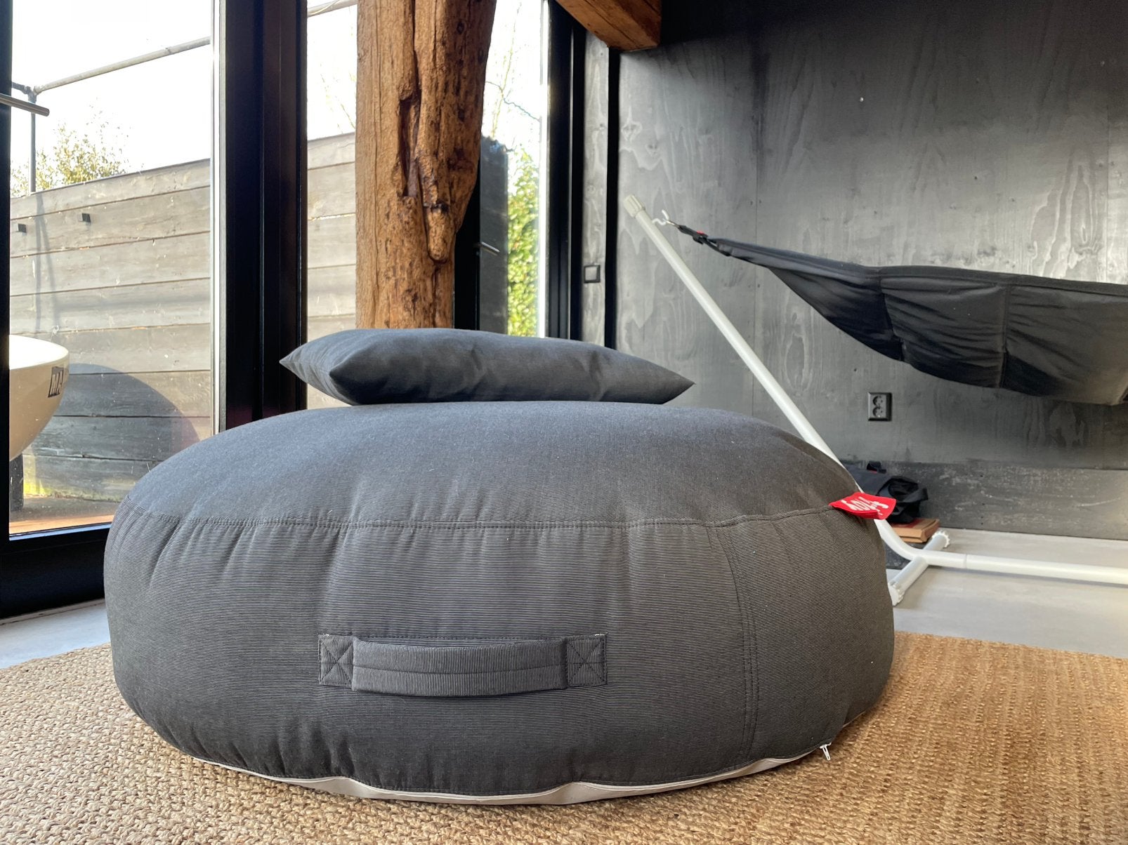 Fatboy Poef 120x45cm stof thunder grey, Ophalen, Zo goed als nieuw, Zwart, Overige typen
