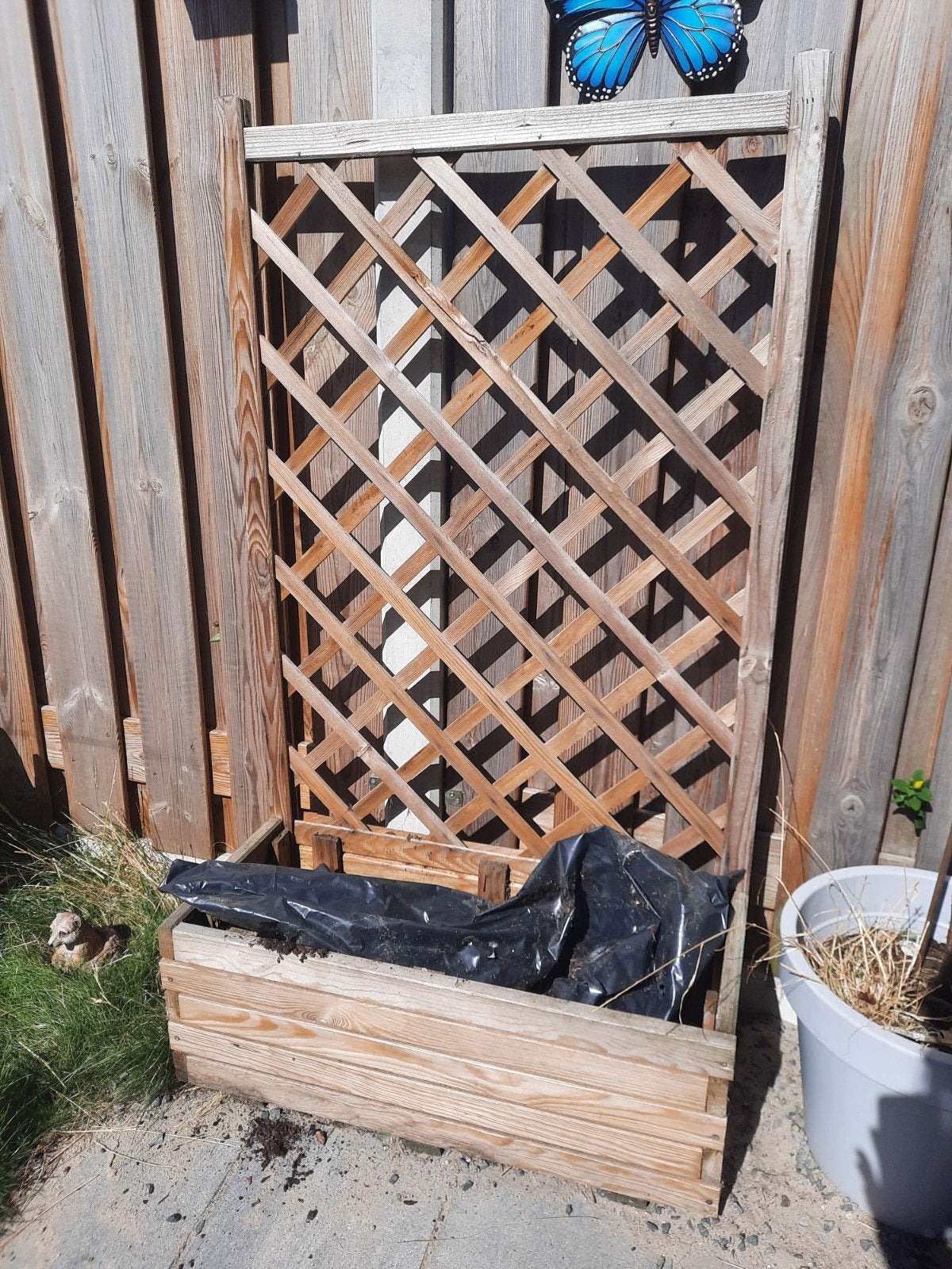 Houten plantenbakken met klimrek voor tuin of balkon, Ophalen, Gebruikt, Balkon, 60 tot 100 cm