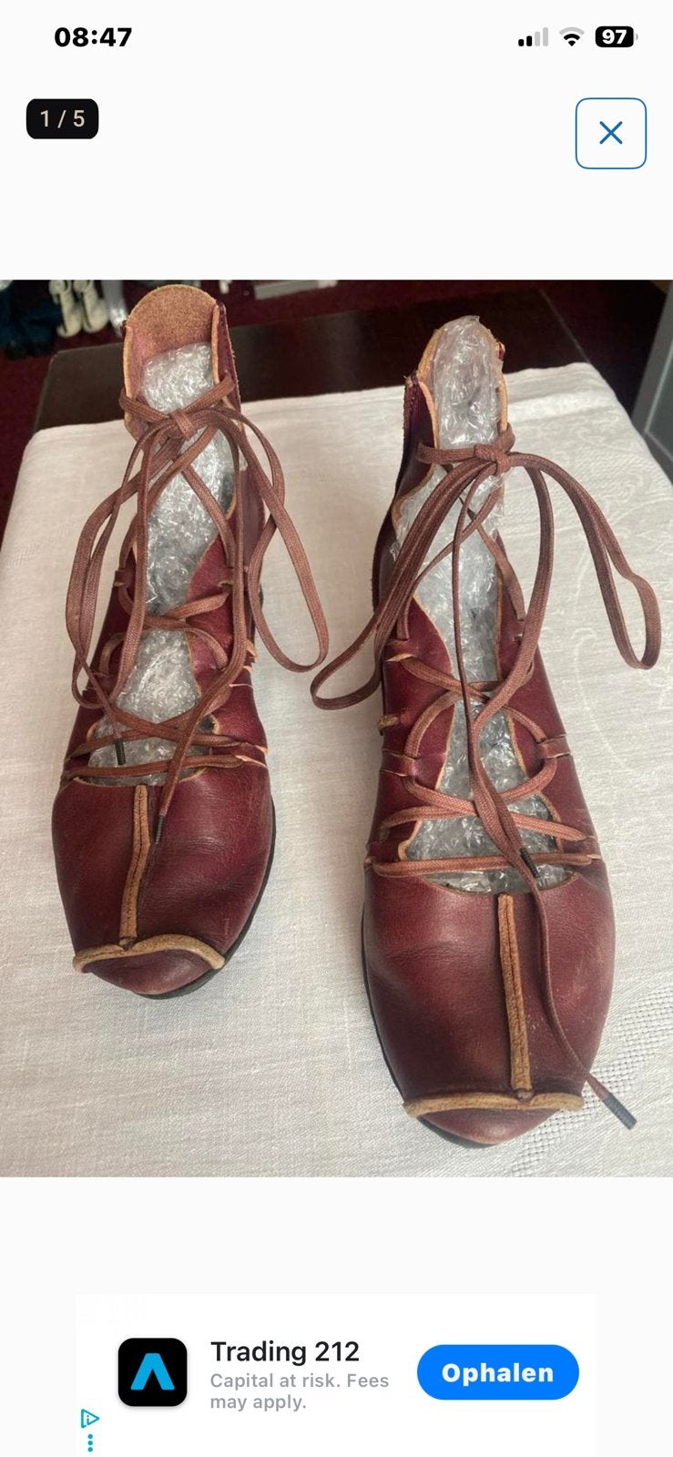 Trippen Bordeaux rode leren schoenen. MT 38/39, Ophalen of Verzenden, Gedragen, Rood