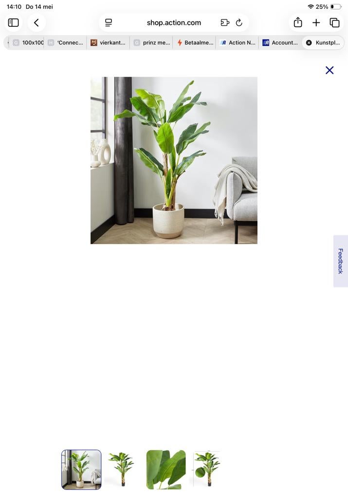 Kunstplant Banaanplant 170 cm - Nieuw in doos, Ophalen of Verzenden, Nieuw