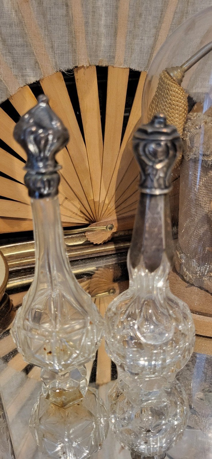 2 oude zilveren parfumflesjes, Ophalen of Verzenden